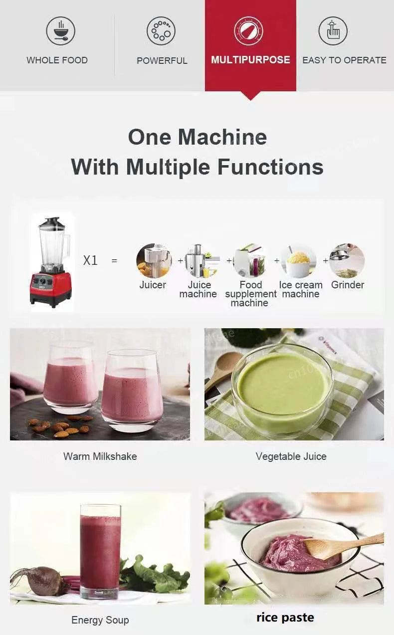 In stock Double Cups Blender Mixer Juicer Maker 2in1 3L Container Food Processor BlenderMixer for Ice Nut Fruit Multi funtion