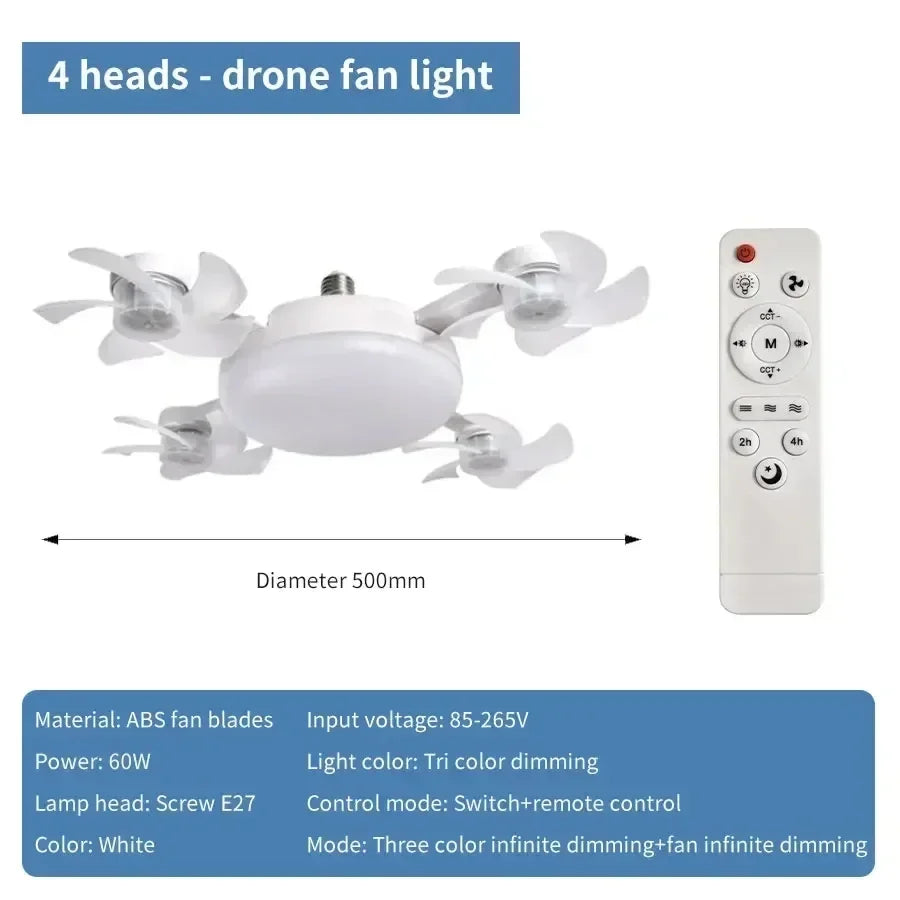 Drone E27 Ceiling Lamp With Remote Control Electric Fan Light Home Decor Bedroom Children's Study Dining Living Room Fan Lights