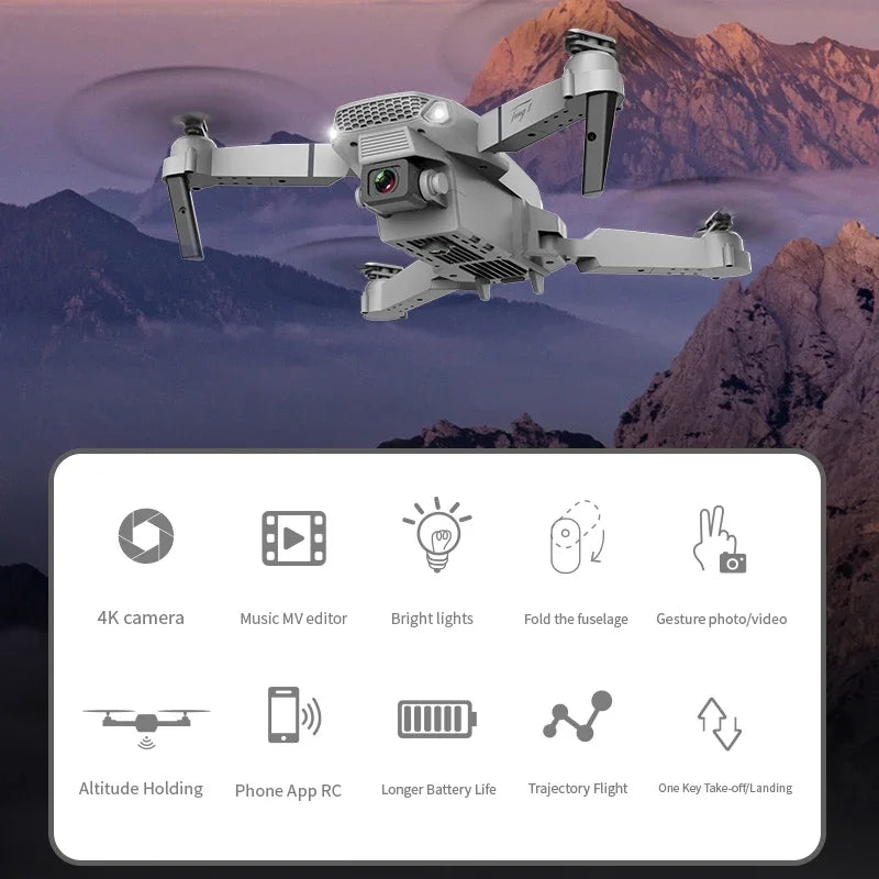 E88 Pro WiFi FPV Drone 4K HD Camera Height Hold Foldable Quadcopter Ideal Gift for Beginners