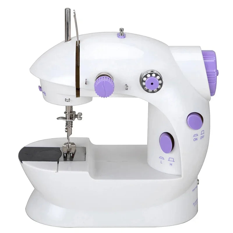 Mini Electric Sewing Machine Household Double Speed Sewing Machine with Night Light and Foot Pedal DIY Sewing Kit for Beginner
