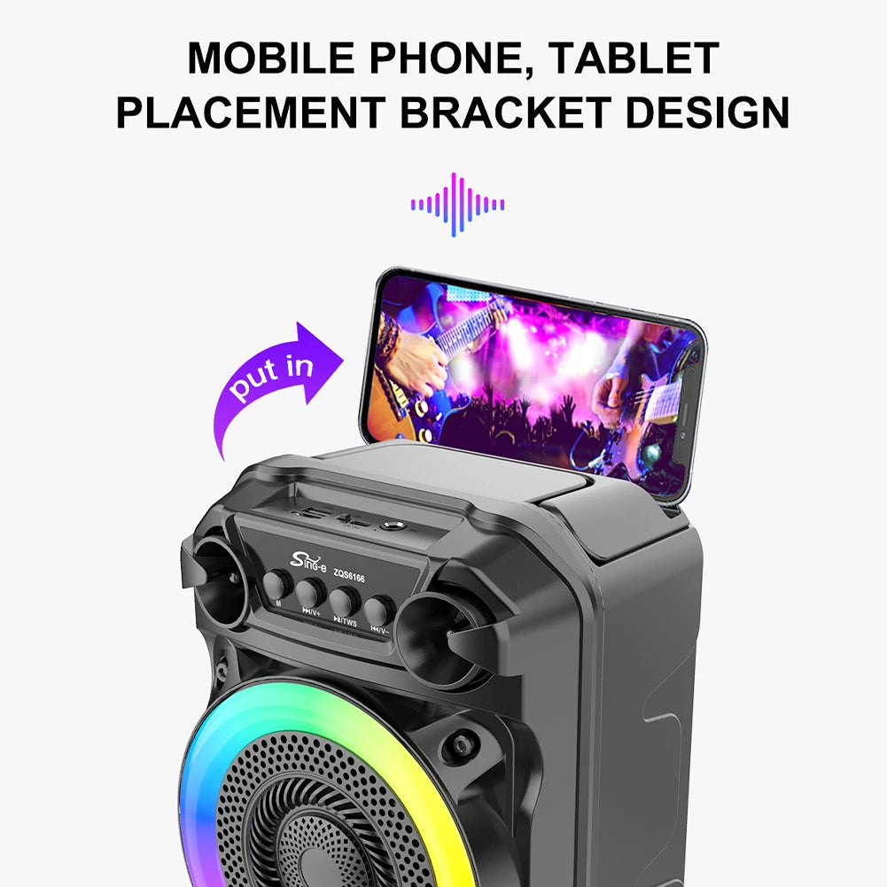 Portable Speaker Stereo Sound Wireless Speaker Rich Bass Karaoke Speaker Subwoofer Suitable for Home Theater Outdoor Dance Party