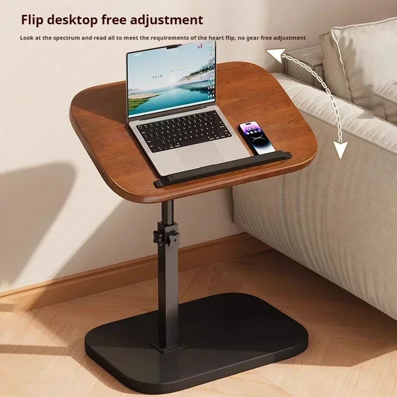 Modern Adjustable Height Sofa Side Table Multifunctional Woody Rotating Foldable Desktop for Living Room Bedroom Home Office