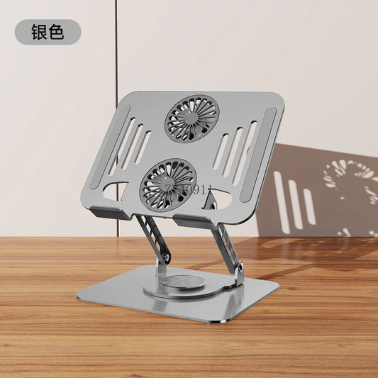 360 ° rotating metal laptop cooling bracket, desktop with fan, flat support frame raised