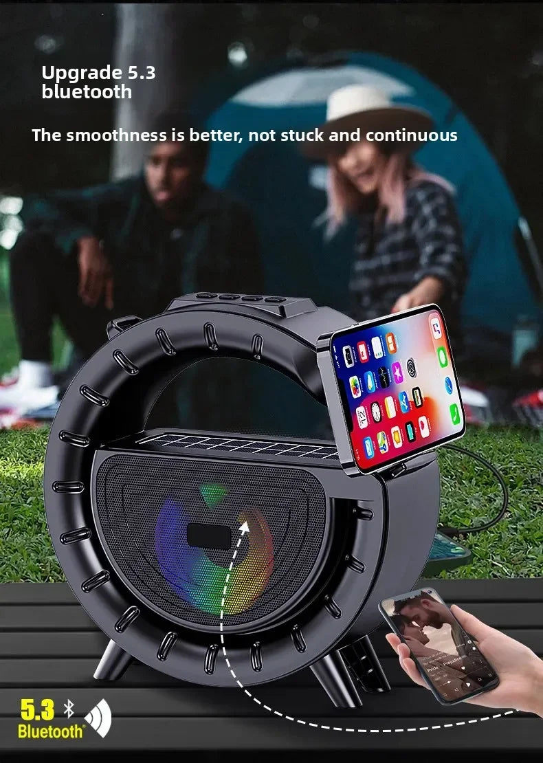 Portable Outdoor Solar Powered Bluetooth Speaker Flashlight Player Wireless Card Insertion Sound Box Handy Card Reader Speaker