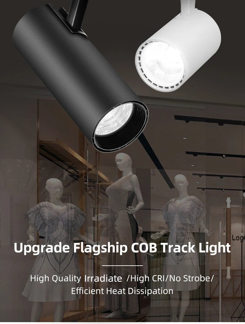 LED Track Light Set 30W Track Lamp 180-265V COB Spotlights Rail Lighting Fixture for Home Lighting Living Room Track Lighting