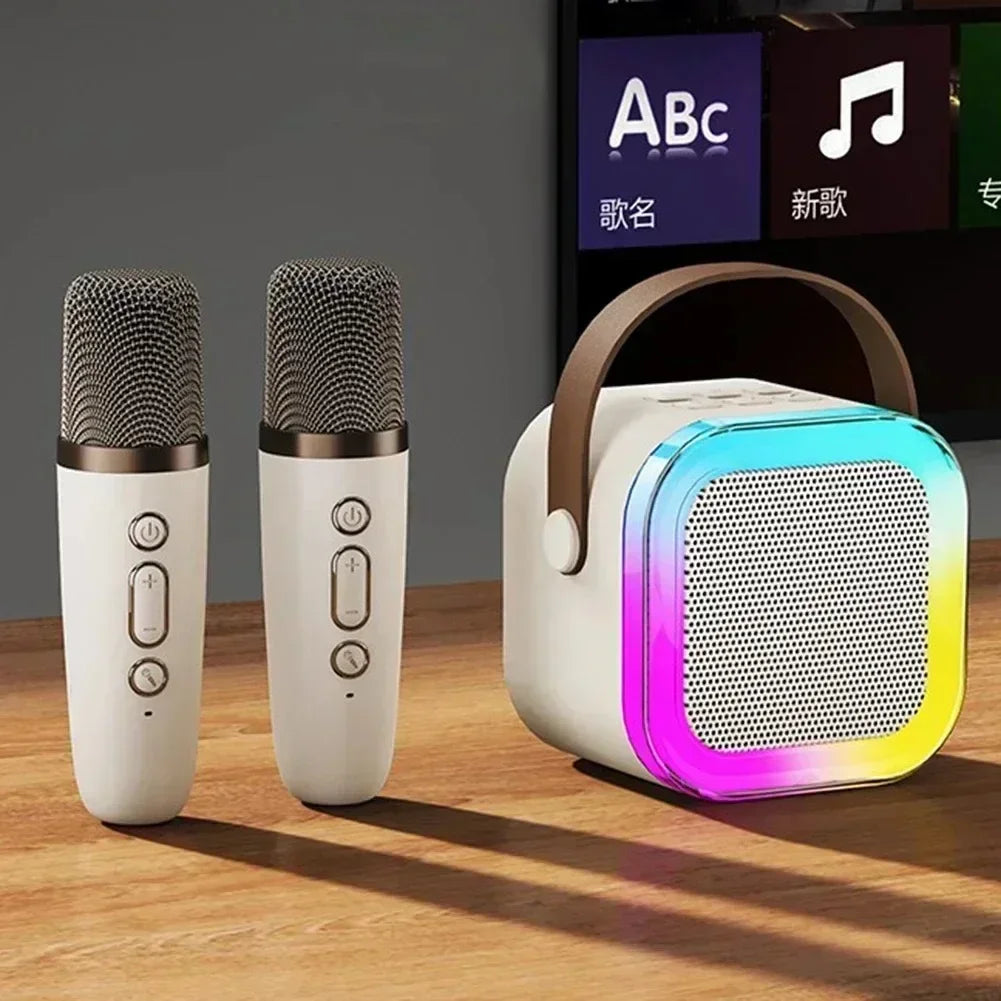 Bluetooth K12 Karaoke Machine Portable 5.3 PA Speaker System with Single Dual  Wireless Mic Home Family Singing Children's Gifts