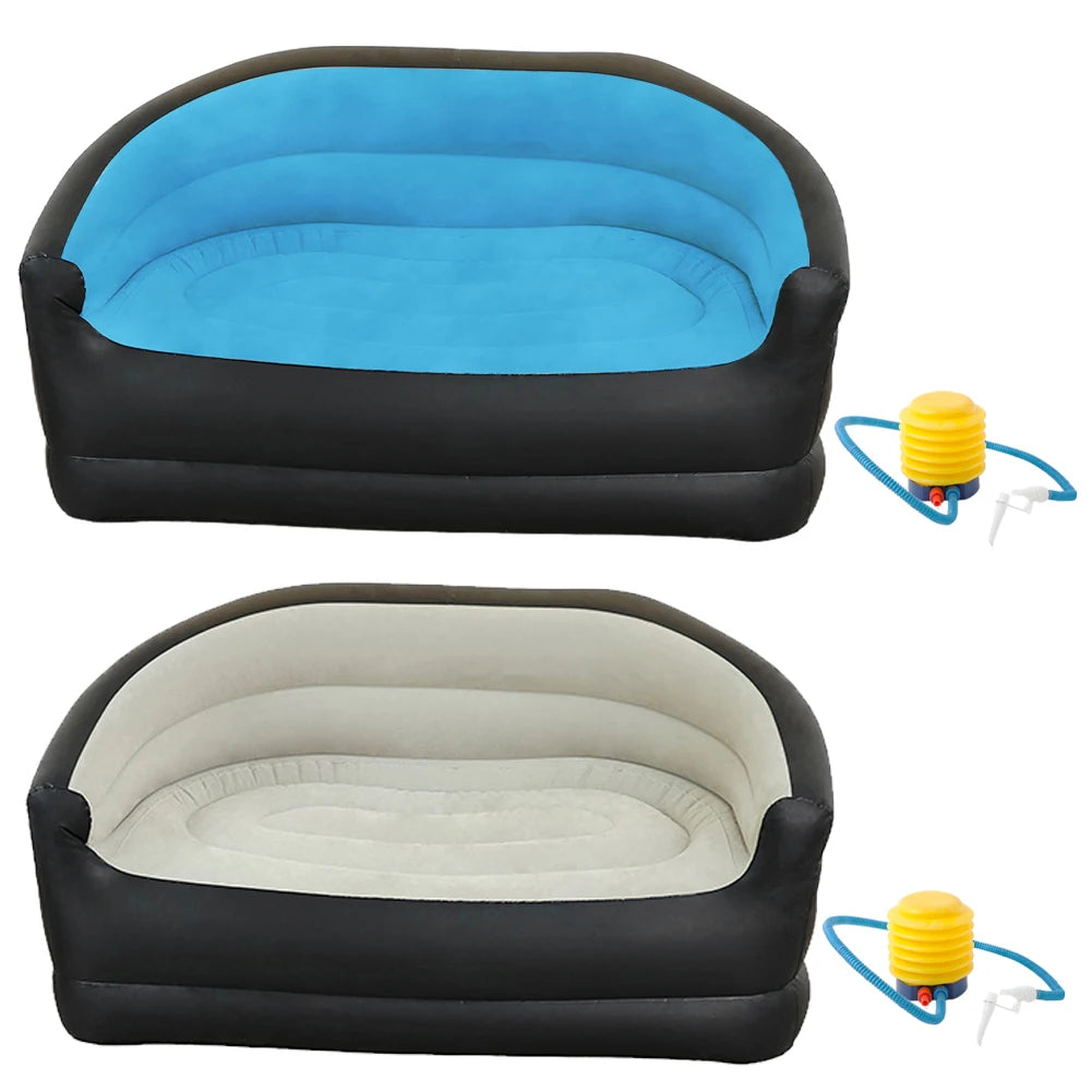 Twin Size Outdoor Inflatable Sofa with Air Pump Blow Up Couch Inflatable Lounging Sofa for Indoor Outdoor Home Living Room
