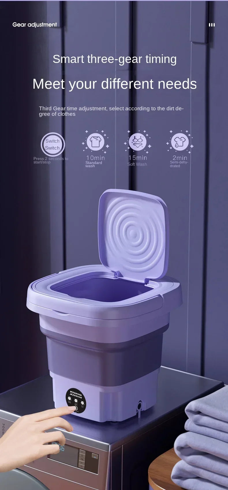 Portable Small Foldable Washing Machine with Spin Dryer For Socks Underwear Panties Washer Household Mini Washing Machine