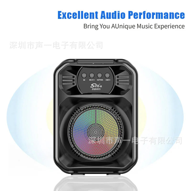 ZQS603 New Bluetooth Speaker Outdoor Portable Square Dance Audio Large Volume with Microphone Karaoke