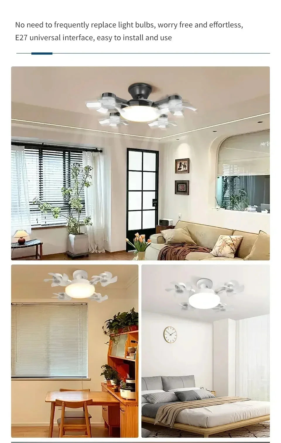 Drone E27 Ceiling Lamp With Remote Control Electric Fan Light Home Decor Bedroom Children's Study Dining Living Room Fan Lights