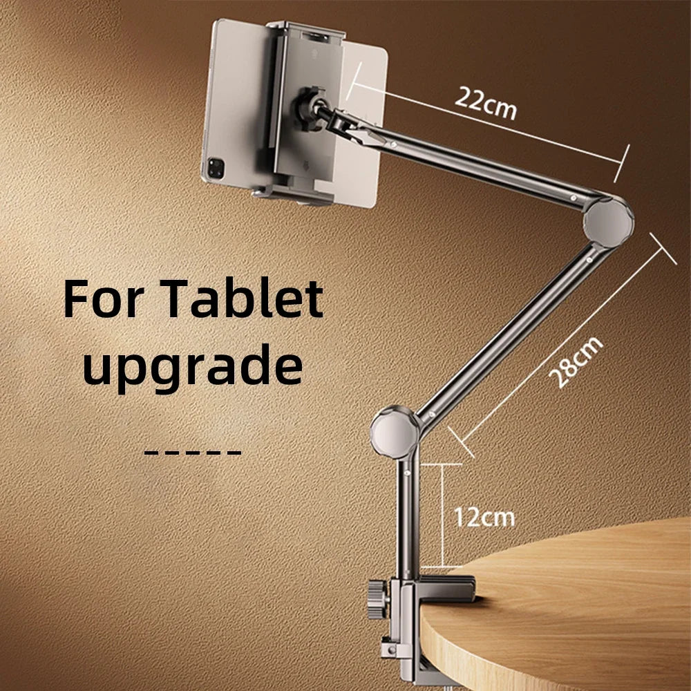 For iPad Air 11 M2 2024 Stands Tablet Holder Desk Stand with 360° Adjustable Foldable Metal Arm Bracket for Phone Tablets