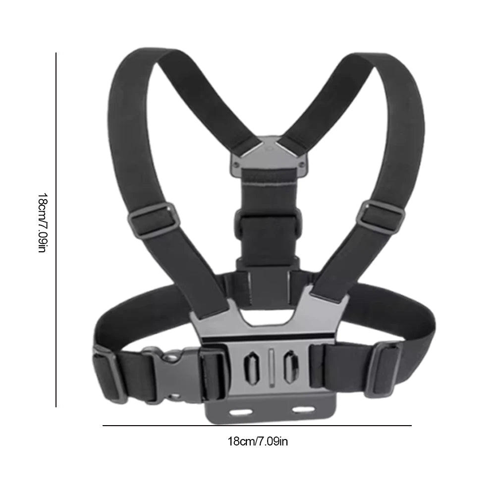 Chest Mount Strap Harness Adjustable Chesty Harness Strap Vest & Body Holder for Most Cell Phones Action Cameras POV/VLOG
