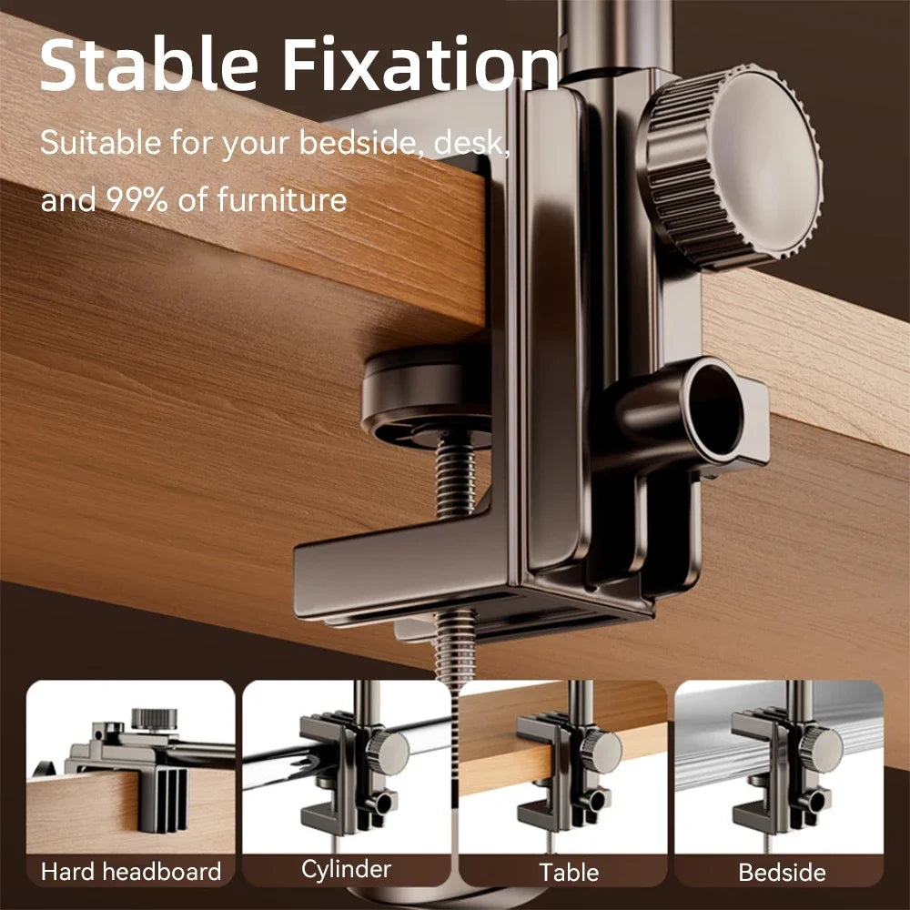 For iPad Air 11 M2 2024 Stands Tablet Holder Desk Stand with 360° Adjustable Foldable Metal Arm Bracket for Phone Tablets