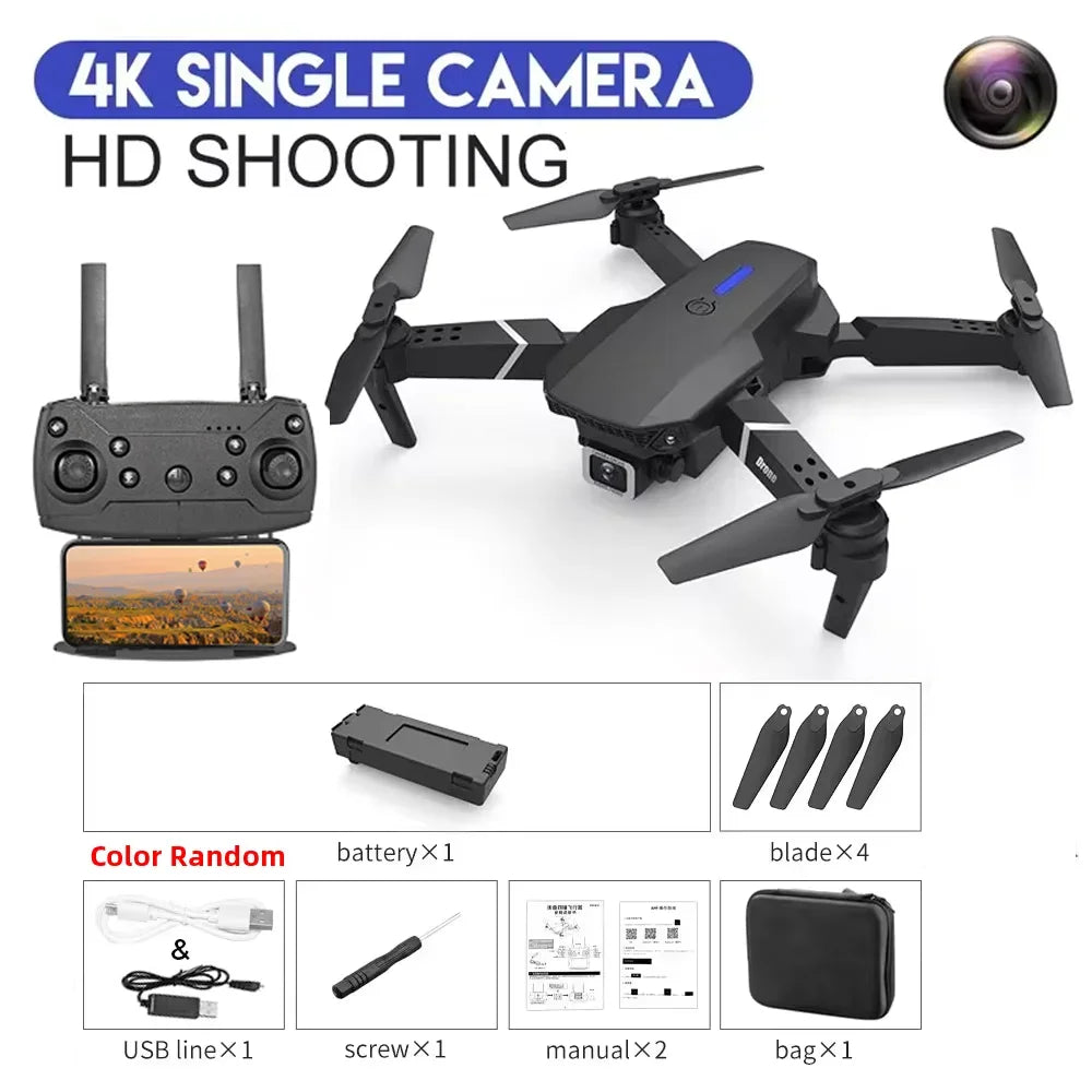 E88 Pro WiFi FPV Drone 4K HD Camera Height Hold Foldable Quadcopter Ideal Gift for Beginners