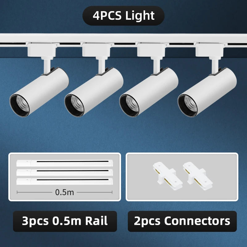 LED Track Light Set 30W Track Lamp 180-265V COB Spotlights Rail Lighting Fixture for Home Lighting Living Room Track Lighting