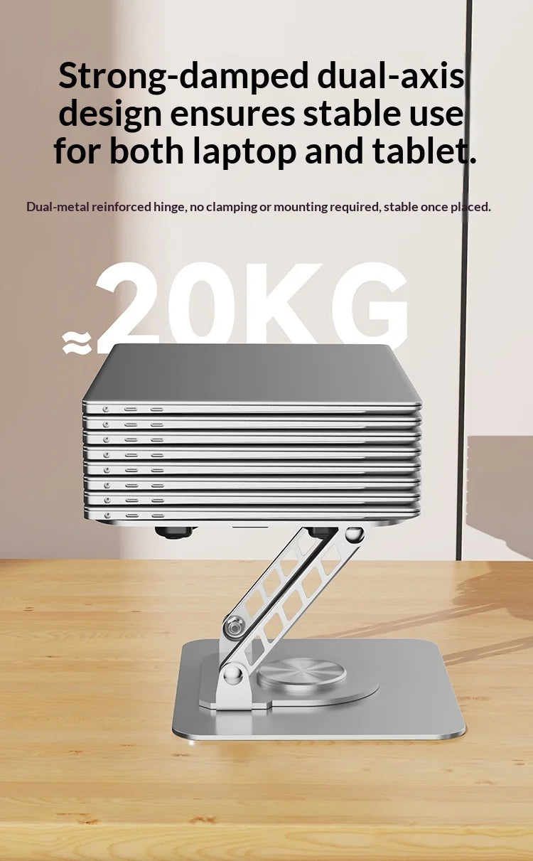 360 Degree Rotating Full Metal Laptop Cooling Bracket with Quiet Fan Ergonomic Laptop Stand for MacBook Lenovo Dell