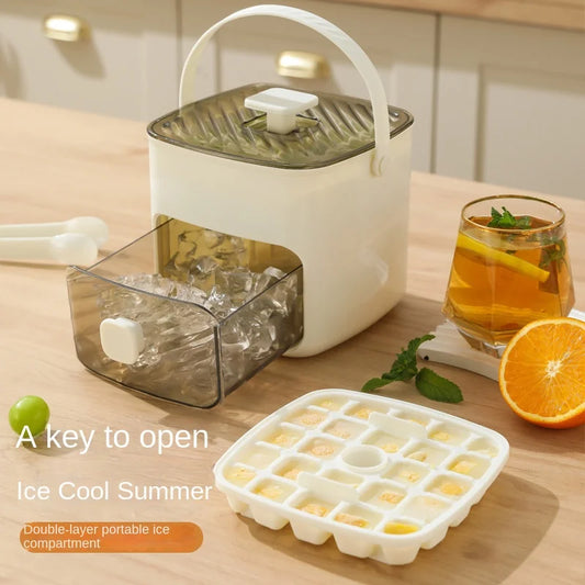 1PC ice making box press type ice mold easy to demold large capacity ice bucket camping home multifunctional ice maker