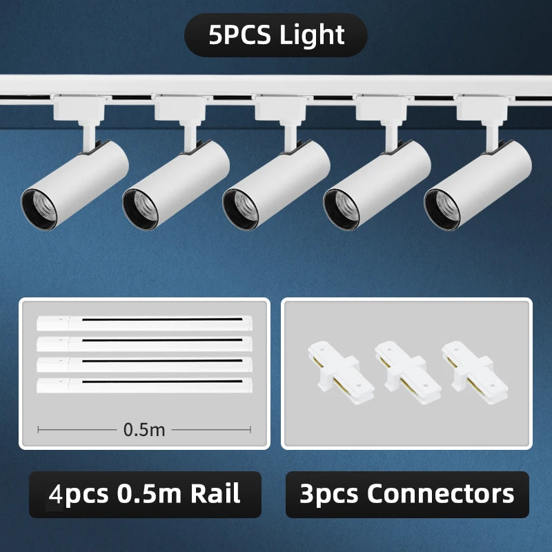 LED Track Light Set 30W Track Lamp 180-265V COB Spotlights Rail Lighting Fixture for Home Lighting Living Room Track Lighting