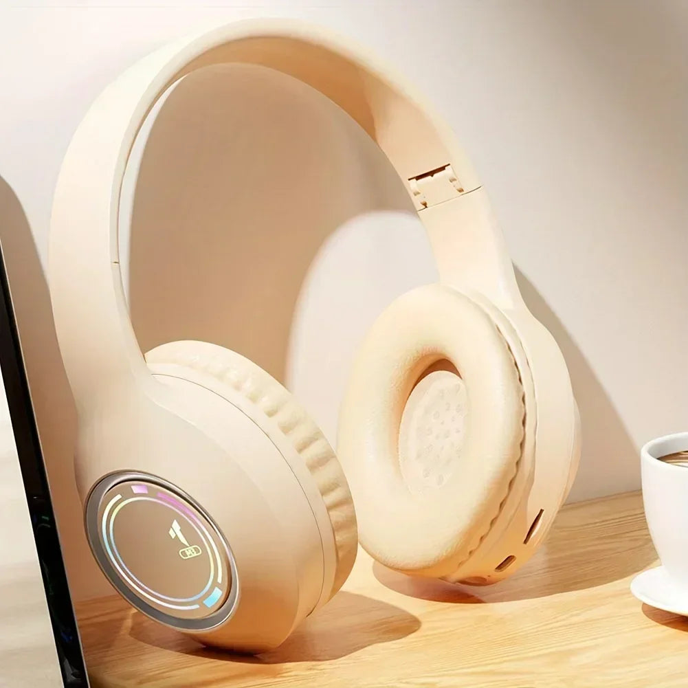 M3 Light-emitting Bluetooth Headset Folding Led Card Wireless Headset Type-C Charging Multi-scene Use Game Office