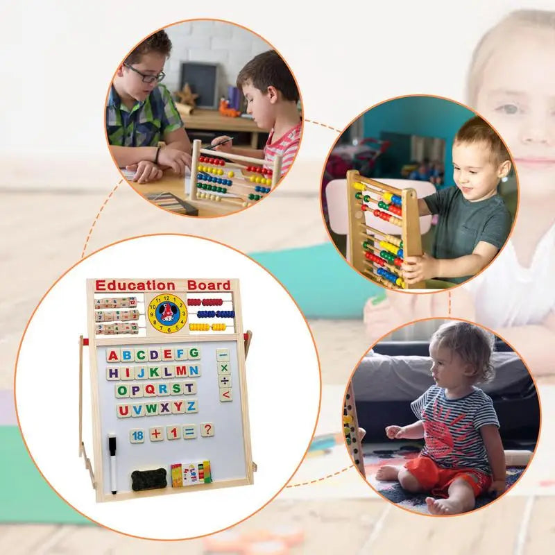 Magnetic Blackboard Double-Sided Magnetic Whiteboard Magnetic Dry Erase Board With Abacus Bracket Type Wooden Art Easel Standing