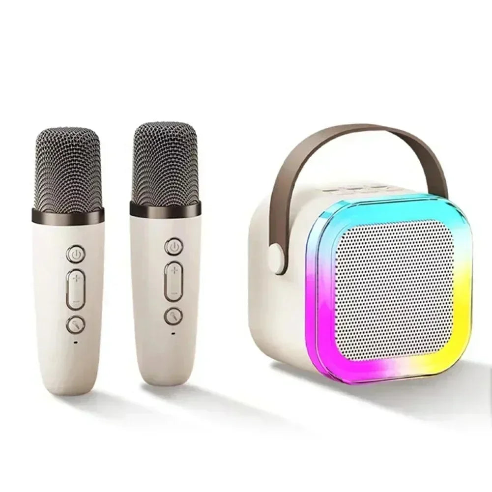 Bluetooth K12 Karaoke Machine Portable 5.3 PA Speaker System with Single Dual  Wireless Mic Home Family Singing Children's Gifts