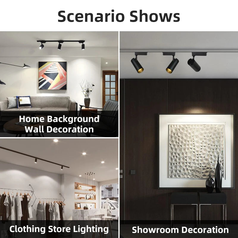 LED Track Light Set 30W Track Lamp 180-265V COB Spotlights Rail Lighting Fixture for Home Lighting Living Room Track Lighting