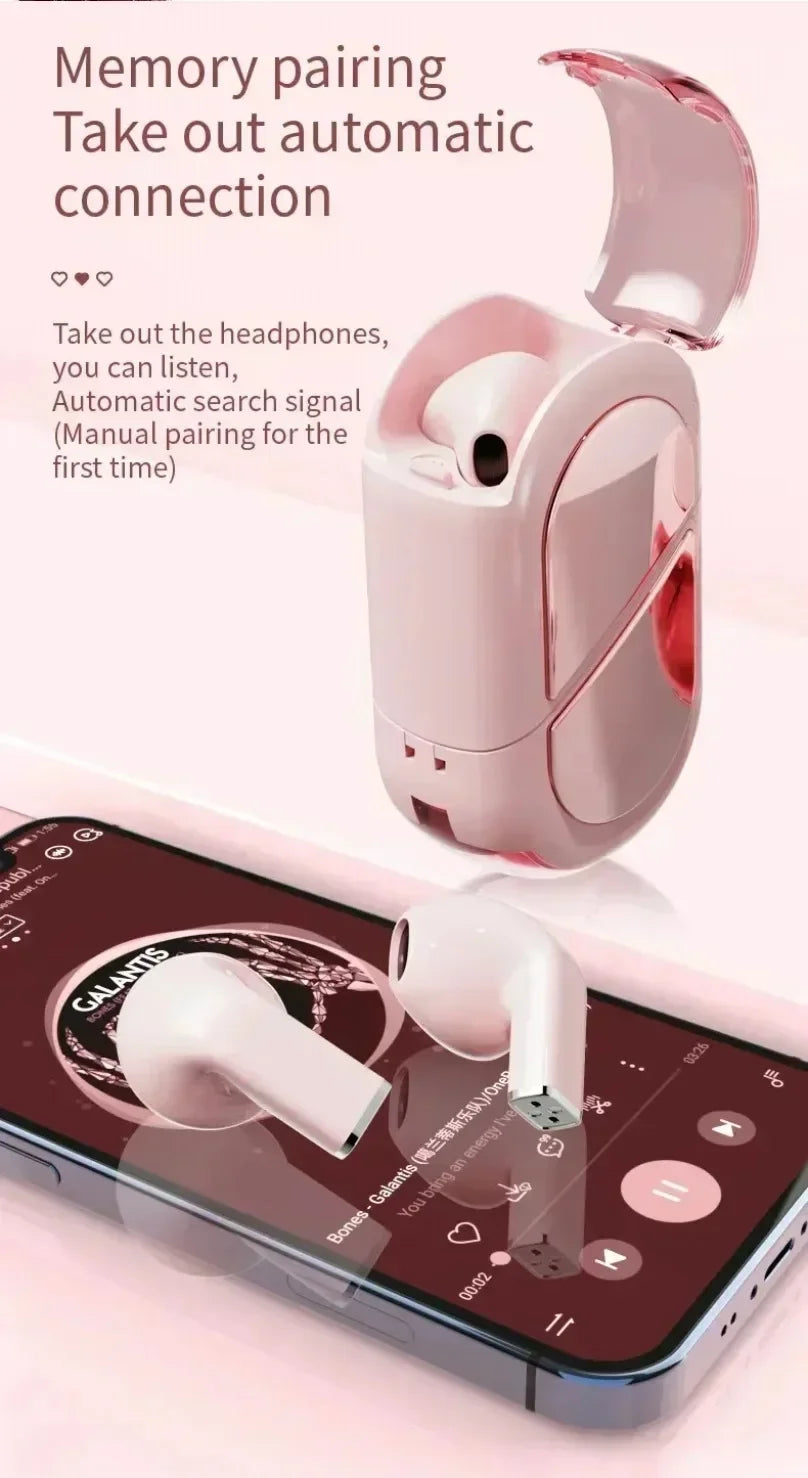 2025 Rotatable Love Heart Shaped Charging Case Low Latency Headphones NEW K520 Wireless Stereo Earbuds EarphoneFor Phone Tablet