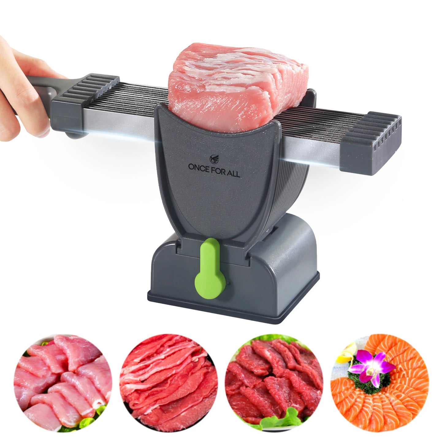 ONCE for All Meat Slicer and Knife Set for Meat Slicing , Manual Fresh Meat Cutter, Slicer for Beef, Pork, Chicken Breast