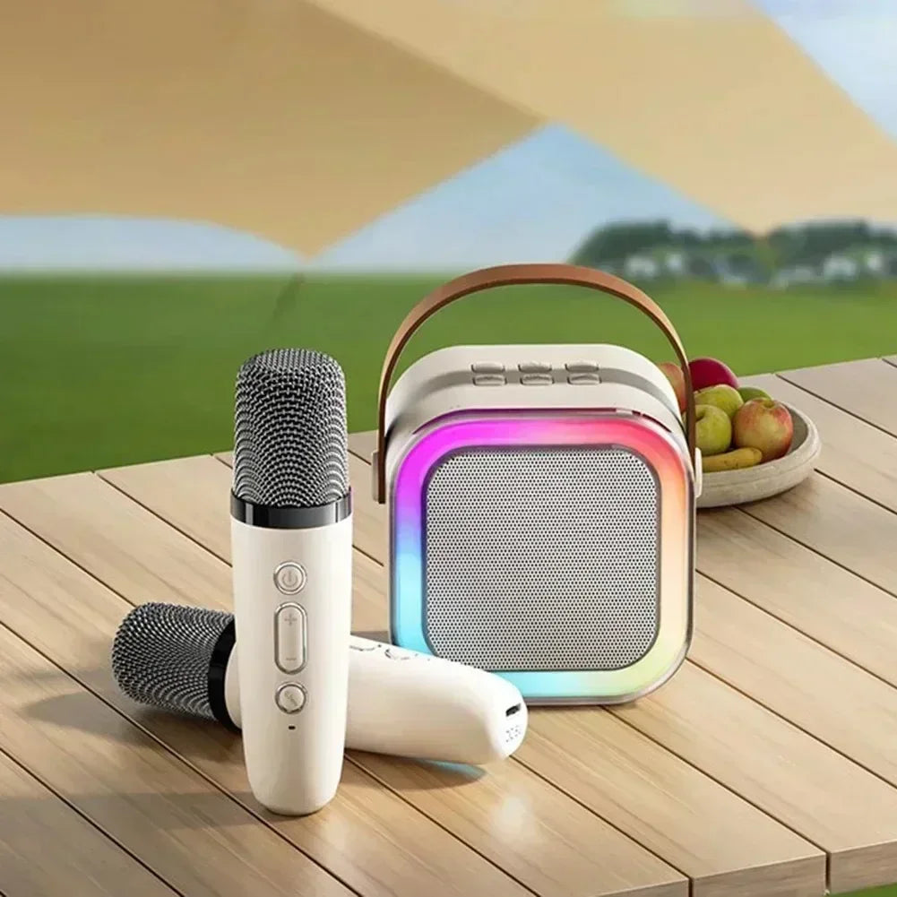 Bluetooth K12 Karaoke Machine Portable 5.3 PA Speaker System with Single Dual  Wireless Mic Home Family Singing Children's Gifts