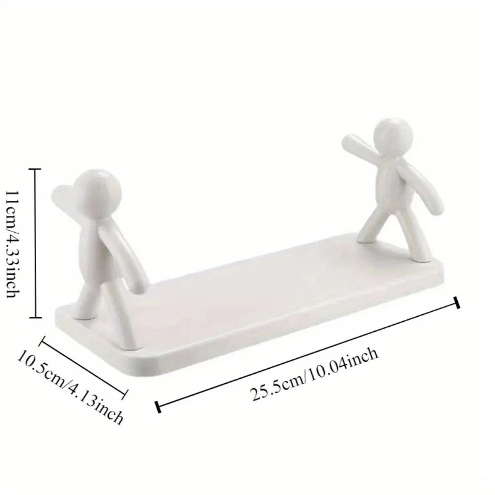 1pc Small Person Storage Rack Cartoon Non Punch Storage Rack Toilet Bathroom Cosmetics Storage Rack Seasoning Jar Sorting Rack