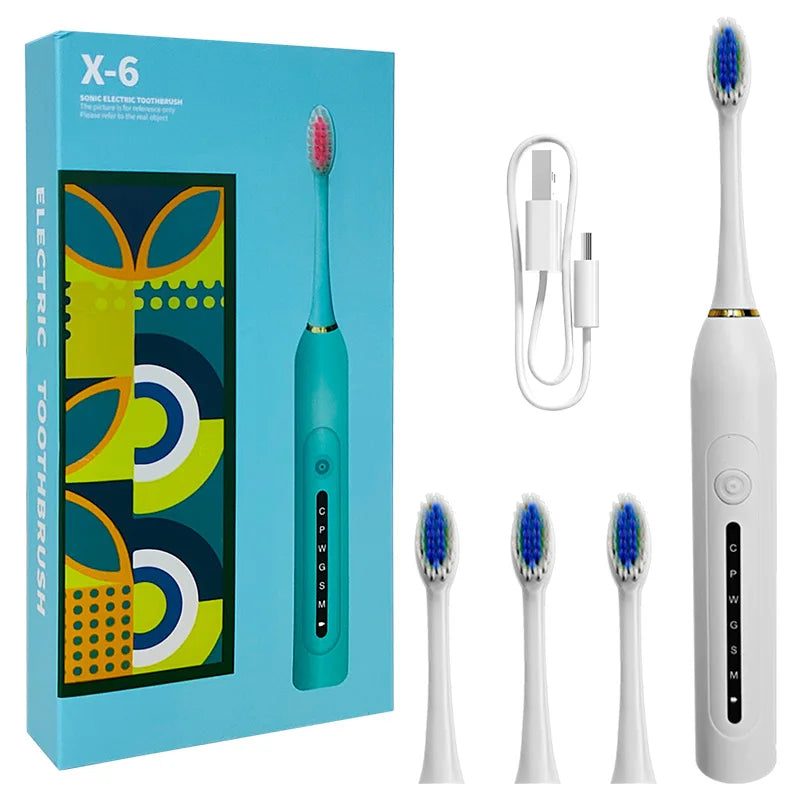 TOWODE Electric Toothbrush Smart Timing Tooth Brush USB Rechargeable Teeth Clean Whitening Sonic Toothbrush With Replacement Hea