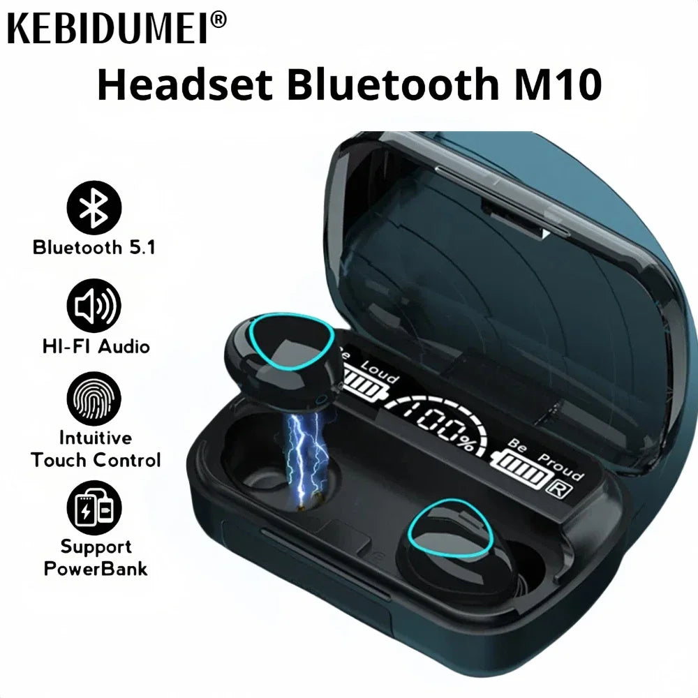 M10 Wireless Headphone Bluetooth Earphones Waterproof Earpieces Sport Earbuds For Smartphone Laptop Notebook TWS Music Headset