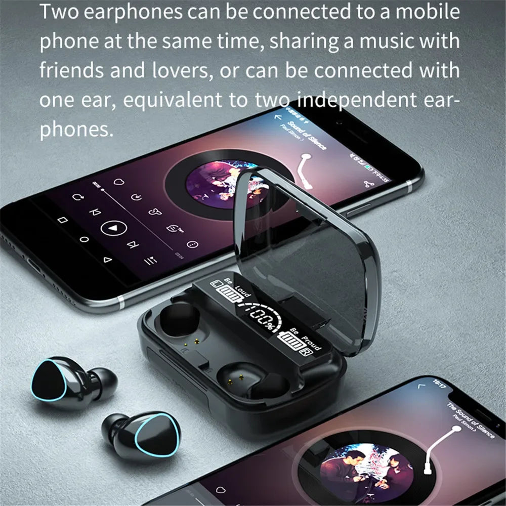 M10 Wireless Headphone Bluetooth Earphones Waterproof Earpieces Sport Earbuds For Smartphone Laptop Notebook TWS Music Headset