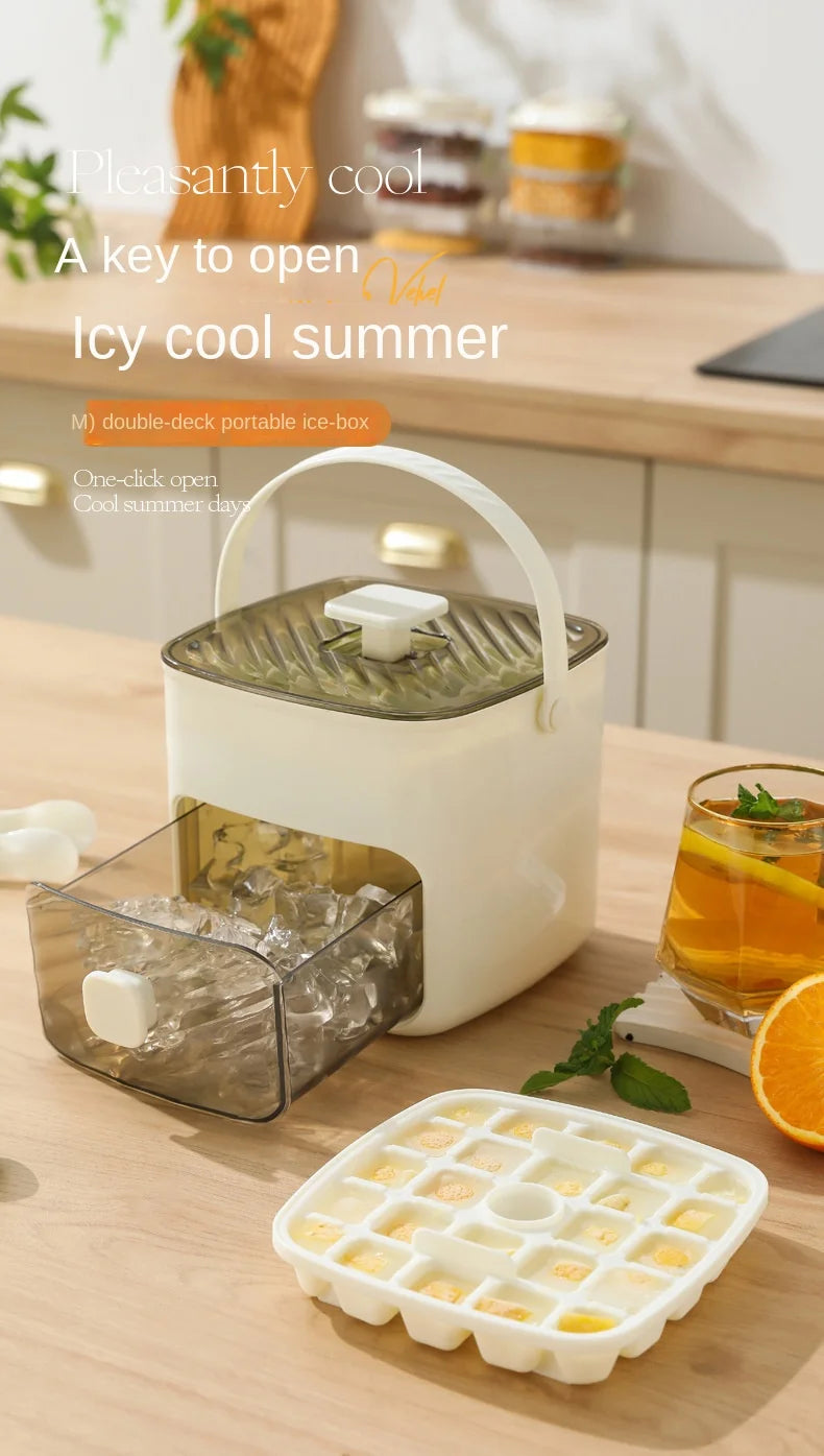 1PC ice making box press type ice mold easy to demold large capacity ice bucket camping home multifunctional ice maker