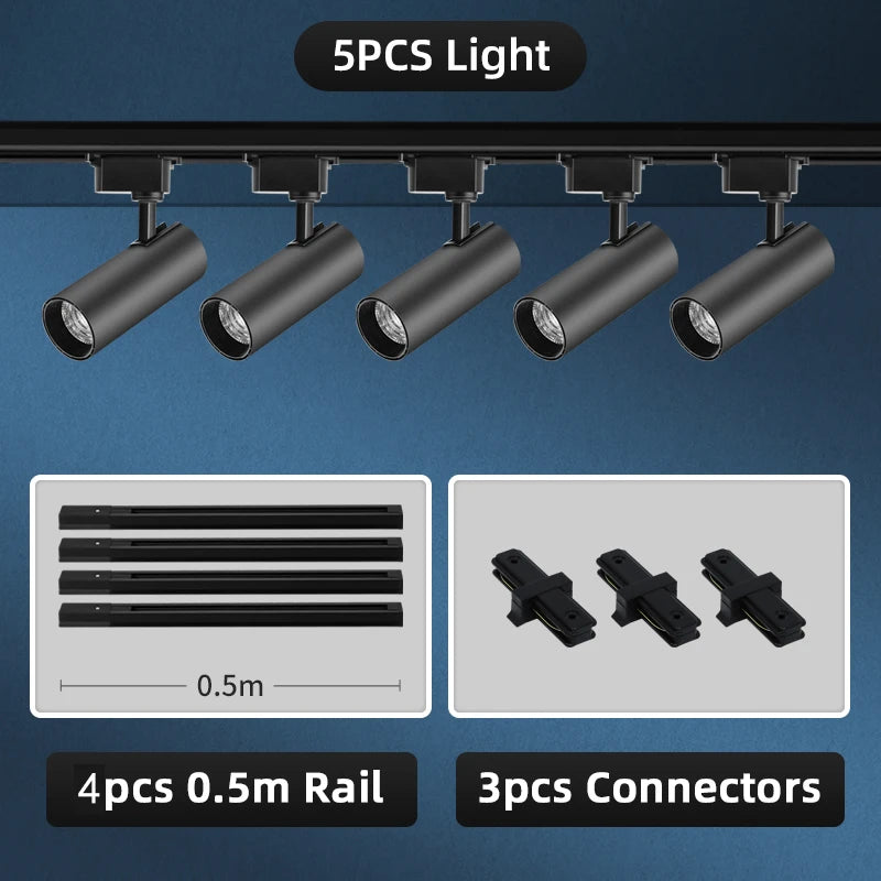 LED Track Light Set 30W Track Lamp 180-265V COB Spotlights Rail Lighting Fixture for Home Lighting Living Room Track Lighting