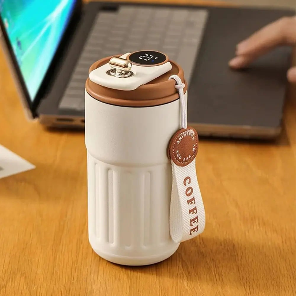 Gift 450ML Thermal Water Bottle Portable Large Capacity Coffee Thermos Cup Digital Intelligent Drinking Bottle Kitchen Supplies