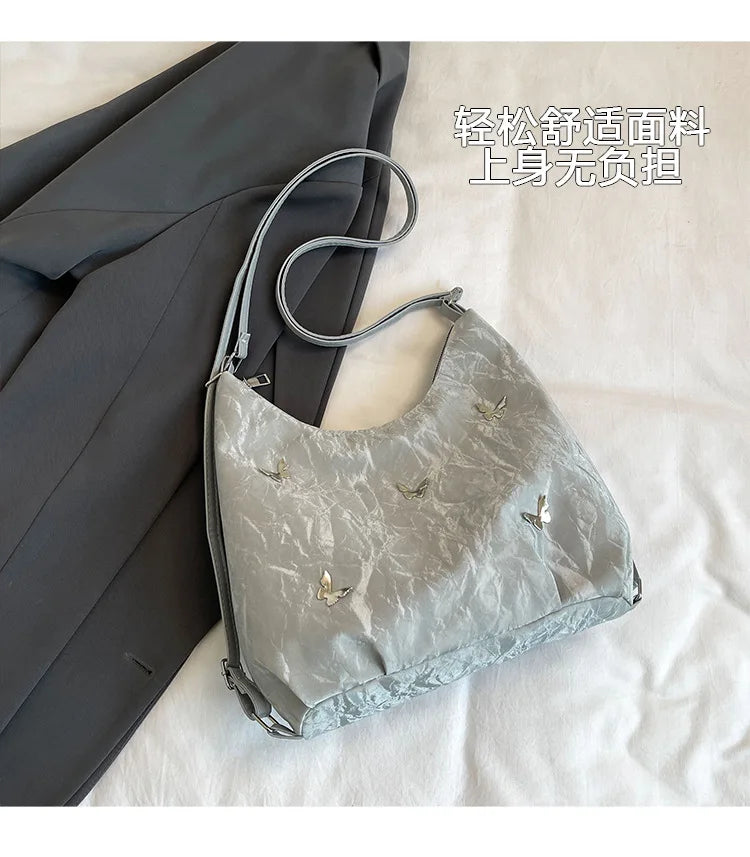 Fashion Handbag Multi-purpose Tote Bag Leisure Soft Leather Large Capacity Butterfly Decoration Shoulder Bags for Women