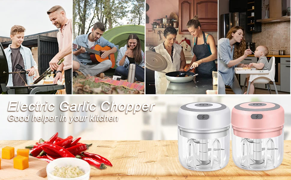 Portable Electric Garlic Masher Crusher 100/250ml Garlic Chopper USB Food Processor Kitchen Kitchen Gadgets Kitchen Tools