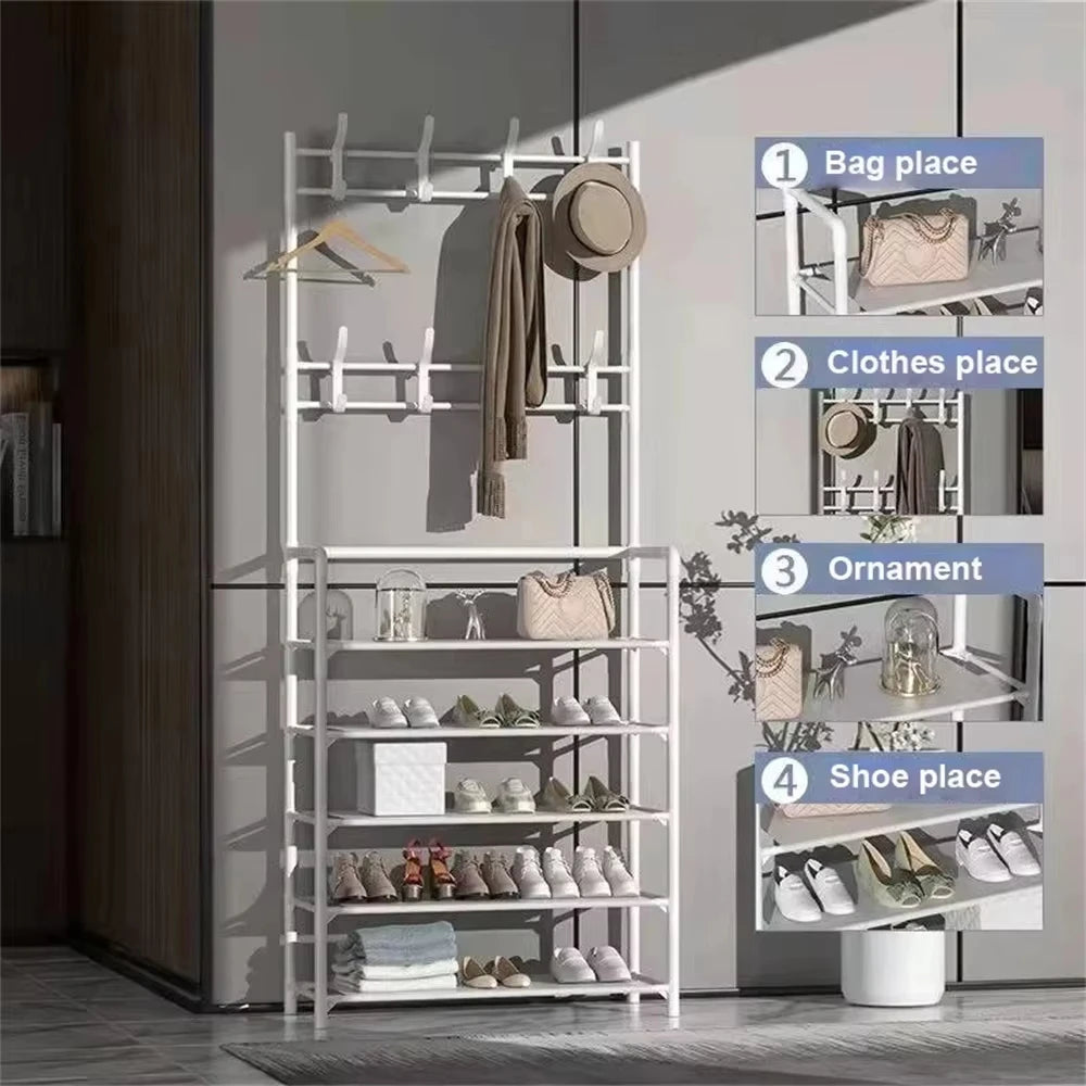 Hat hanger shoe multi-sided shoe rack simple floor shoe and hat load-bearing living room storage rack