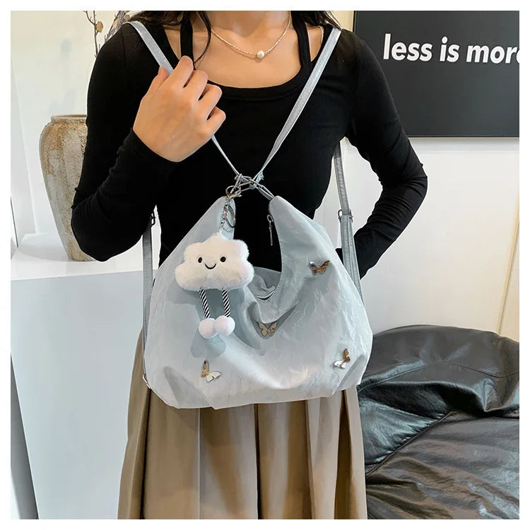 Fashion Handbag Multi-purpose Tote Bag Leisure Soft Leather Large Capacity Butterfly Decoration Shoulder Bags for Women