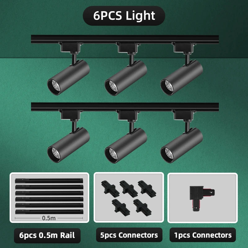 LED Track Light Set 30W Track Lamp 180-265V COB Spotlights Rail Lighting Fixture for Home Lighting Living Room Track Lighting
