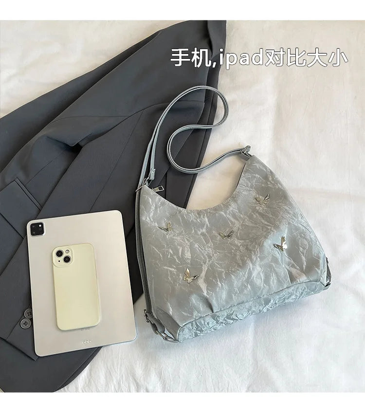 Fashion Handbag Multi-purpose Tote Bag Leisure Soft Leather Large Capacity Butterfly Decoration Shoulder Bags for Women