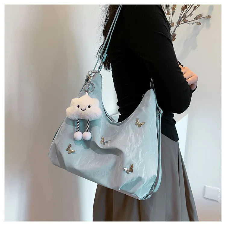 Fashion Handbag Multi-purpose Tote Bag Leisure Soft Leather Large Capacity Butterfly Decoration Shoulder Bags for Women