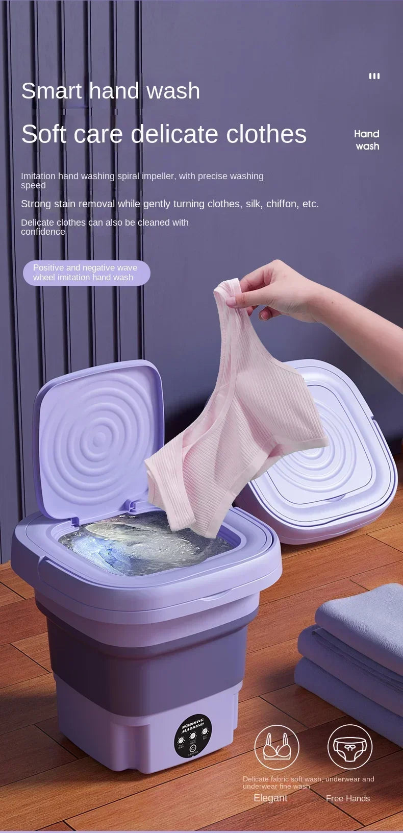 Portable Small Foldable Washing Machine with Spin Dryer For Socks Underwear Panties Washer Household Mini Washing Machine