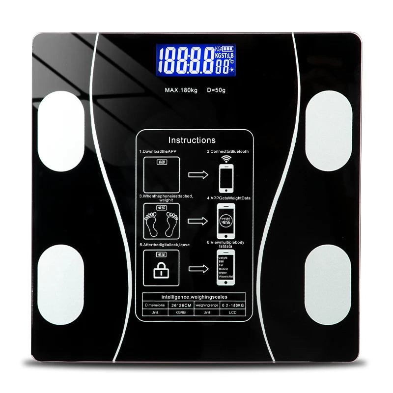 Body Fat Scale Smart Wireless Digital Bathroom Weight Scale Body Composition Analyzer With Smartphone App Bluetooth GUANYAO