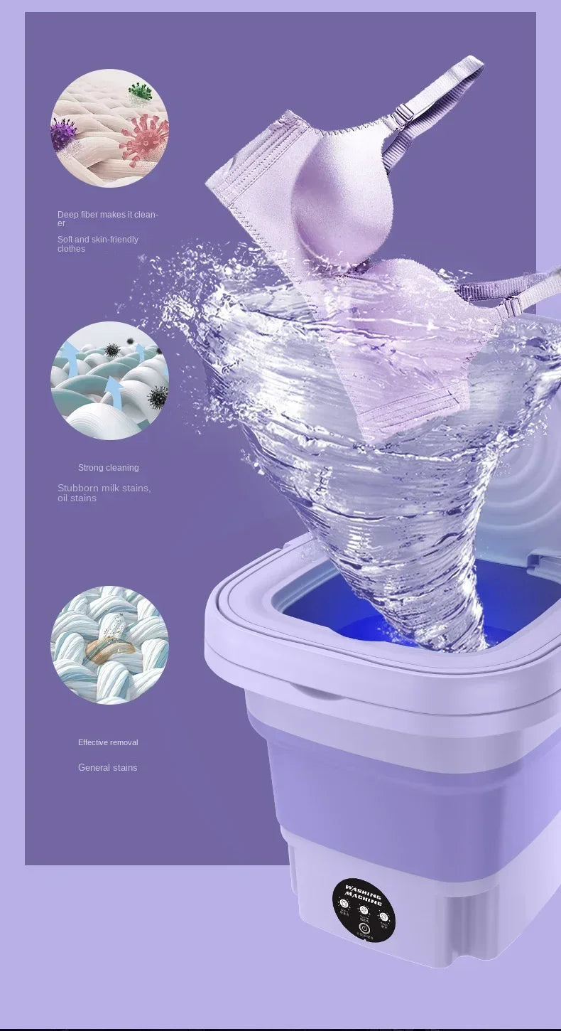 Portable Small Foldable Washing Machine with Spin Dryer For Socks Underwear Panties Washer Household Mini Washing Machine