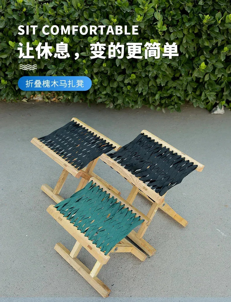 Folding Wood Step Stool Small Shoe Outdoor Space Saving Foot Stool Modern Camping Fishing Ergonomic Tabouret Patio Furniture