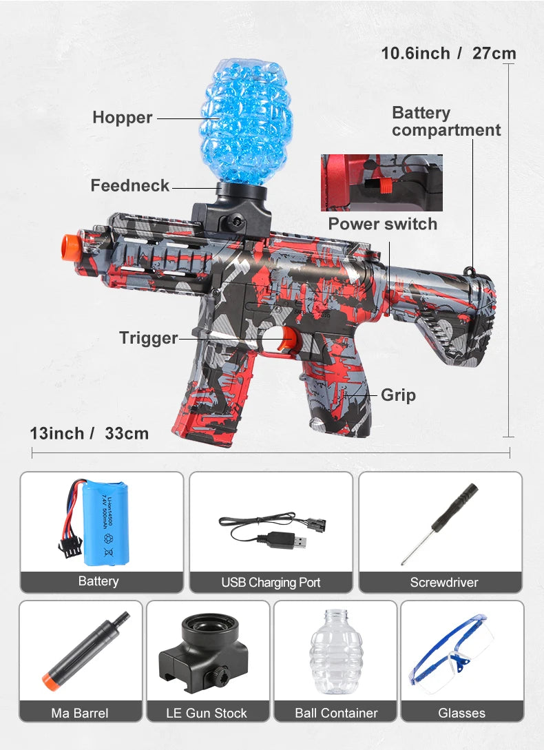 M416 Electric Ball Blaster Toy Gun - High-Speed, Metallic Finish, Rechargeable - Halloween Thanksgiving Gift