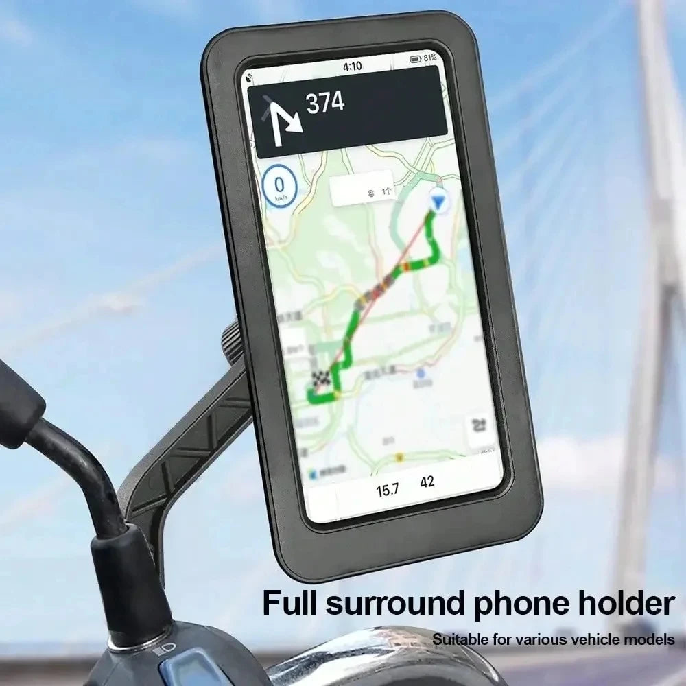 Adjustable Bike Phone Mount 360 Rotatable Retractable Arm Motorcycle Phone Holder Waterproof Shockproof with Touchscreen