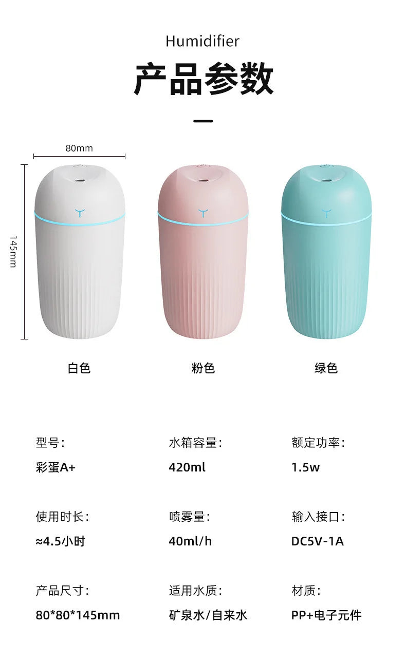 New USB Humidifier Mini Portable Desktop Large Mist for Home Bedroom Gift